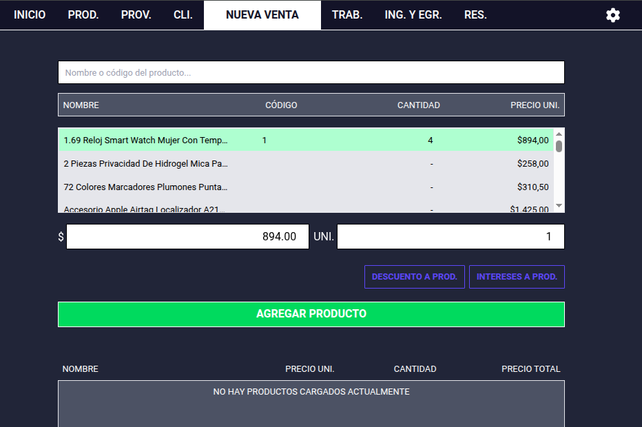 Captura del sistema Tienda Web - software de ventas para negocios